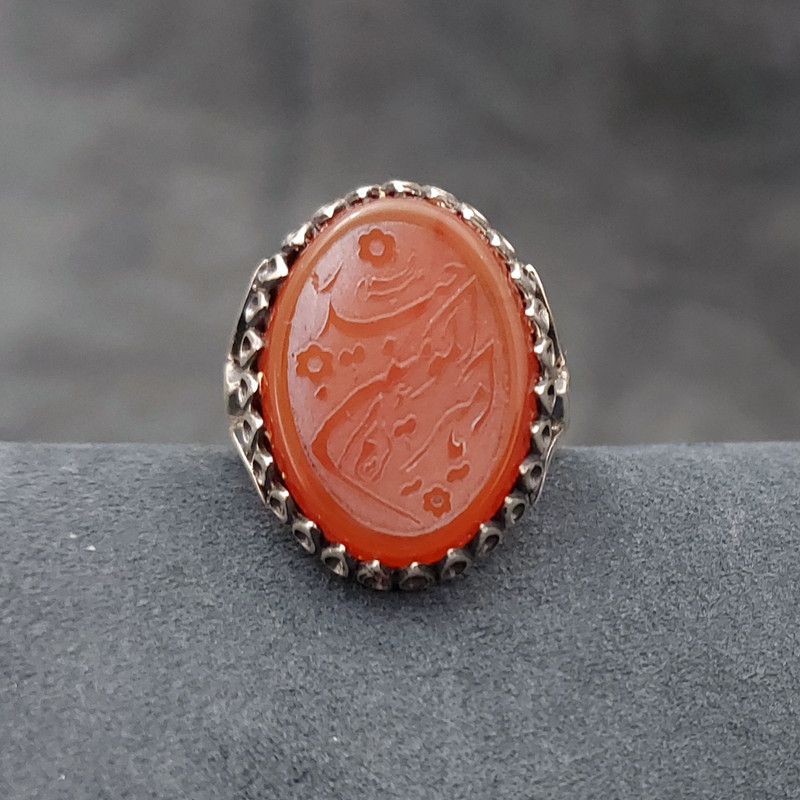 انگشتر نقره مردانه مدل عقیق یا امیرالمومنین حیدر کد VA5352