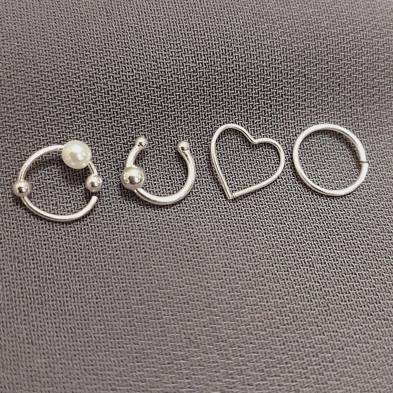 پیرسینگ نقره زنانه آی ام مدل قلب مجموعه 4 عددی