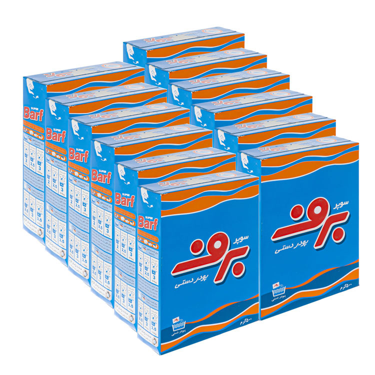 پودر رخت شویی دستی برف مدل Super حجم 500 گرم بسته 12 عددی