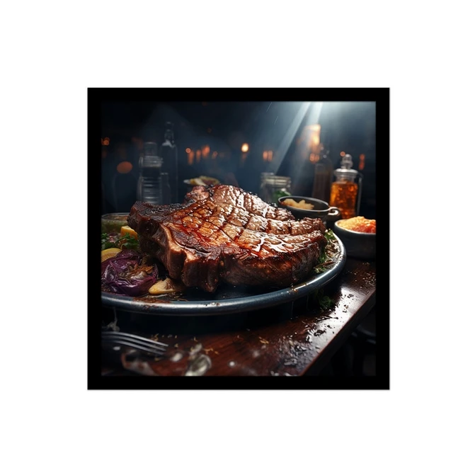 تابلو نوری بکلیت طرح رستوران استیک گوشت مدل B-MID-15636