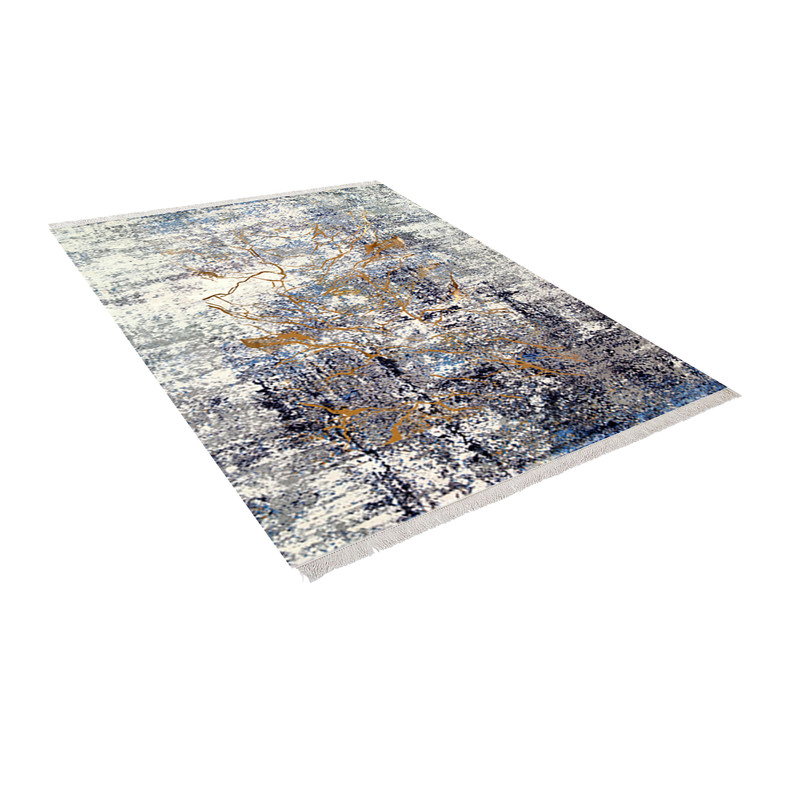 فرش ماشینی زانیس مدل مدرن طرح طلاکوب زمینه طوسی