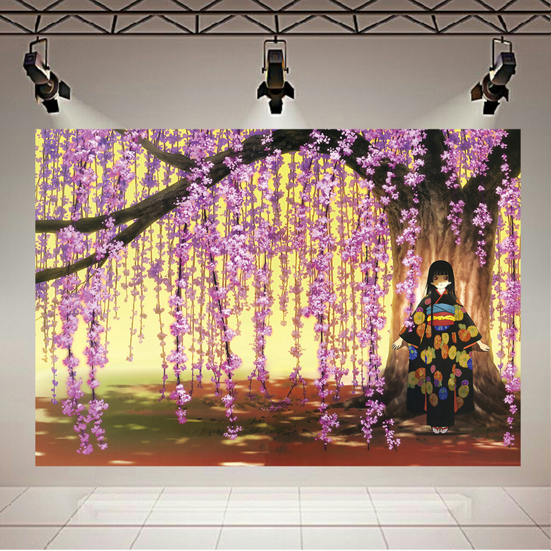 پوستر مدل بک لایت طرح انیمه دختر شکوفه های ژاپنی کد ARY97