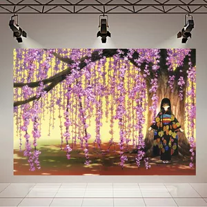  پوستر دیواری طرح انیمه ی دختر مدل شکوفه های ژاپنی کد AR10702