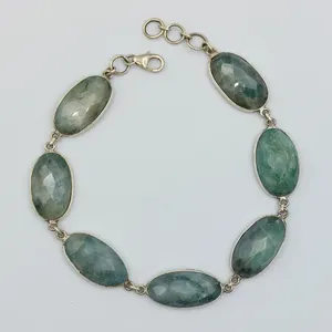 دستبند نقره زنانه مدل زمرد کد 20277