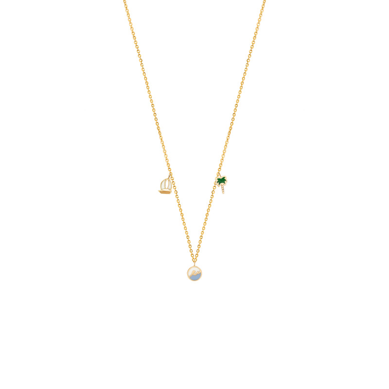 گردنبند طلا 18 عیار زنانه با زنجیر حلقهای (فلامینگو) الی گالری مدل هاوایی