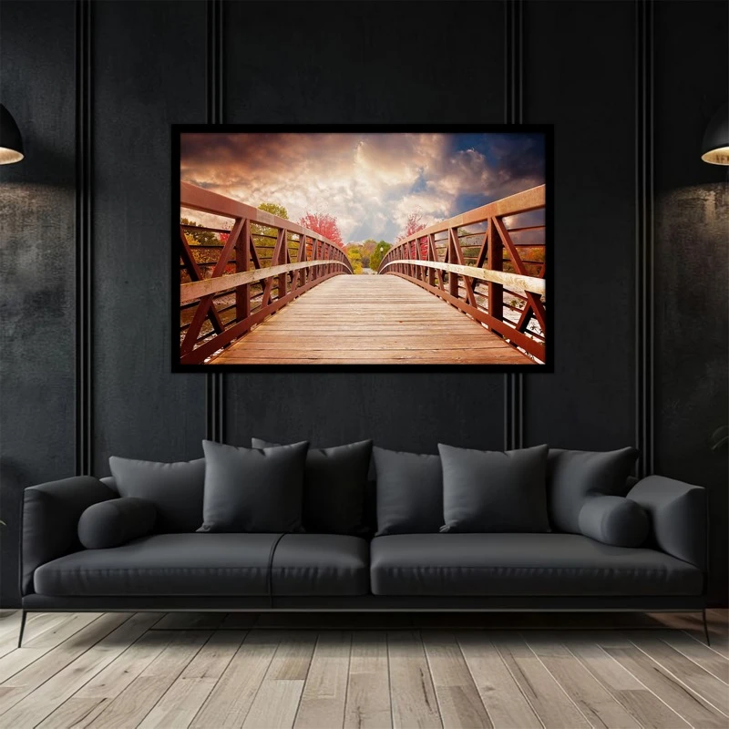 تابلو بکلیت طرح هنری  منظره طبیعت و پل چوبی مدل B-bu2972