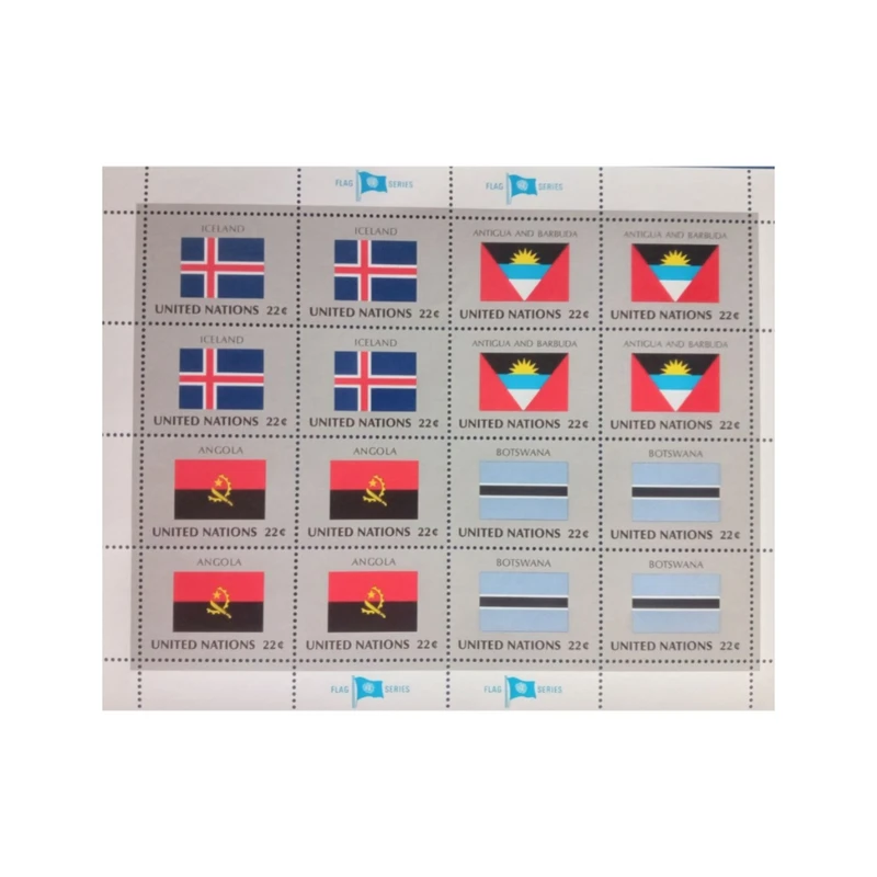 تمبر یادگاری مدل سازمان ملل پرچم مجموعه 16 عددی 