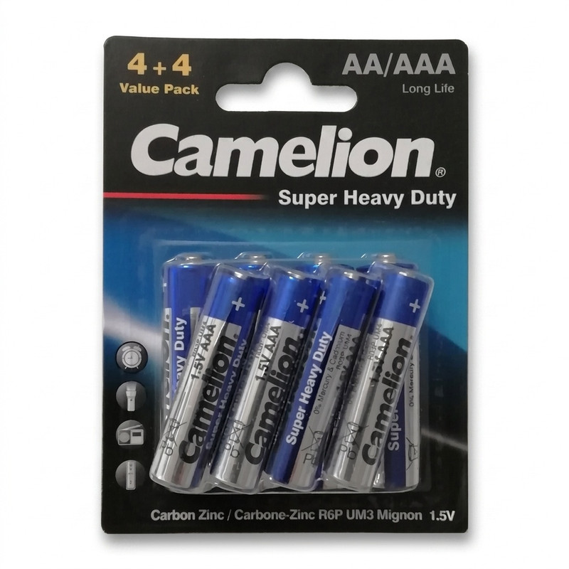 باتری قلمی و نیم قلمی کملیون مدل Super Heavy Duty بسته 8عددی