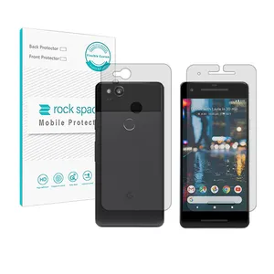 Rockspace HyGEL model transparent screen protector suitable for Google Pixel 2 mobile phone along with the back of the phone