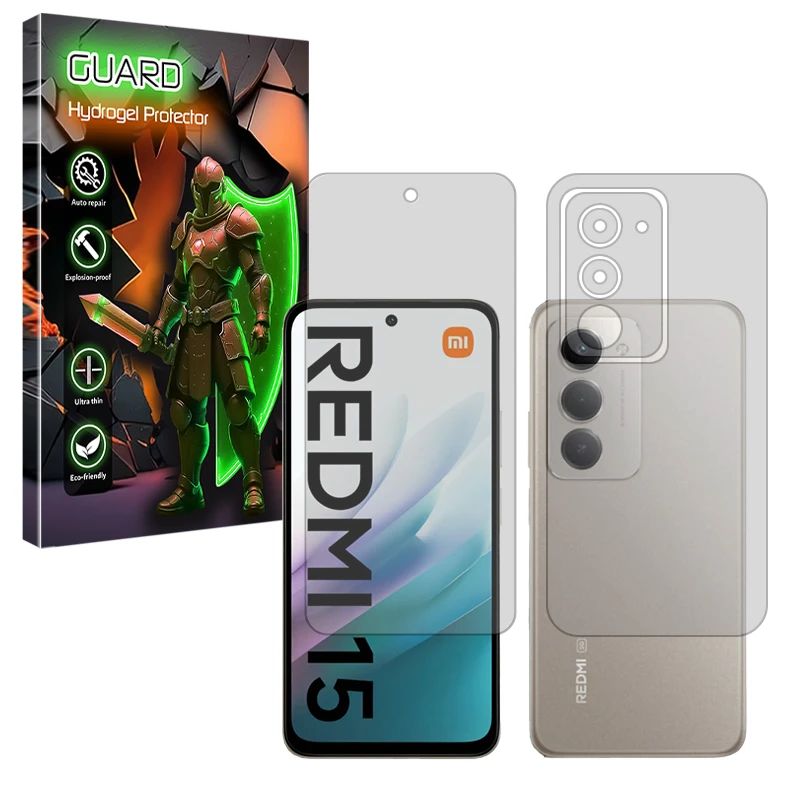 محافظ صفحه نمایش شفاف گارد مدل Tough مناسب برای گوشی موبایل شیائومی Redmi 15 4G به همراه محافظ پشت گوشی
