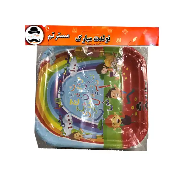 پیش دستی یکبار مصرف مستر تم مدل جشن الفبا صد هزار نیو پلاس بسته 20 عددی