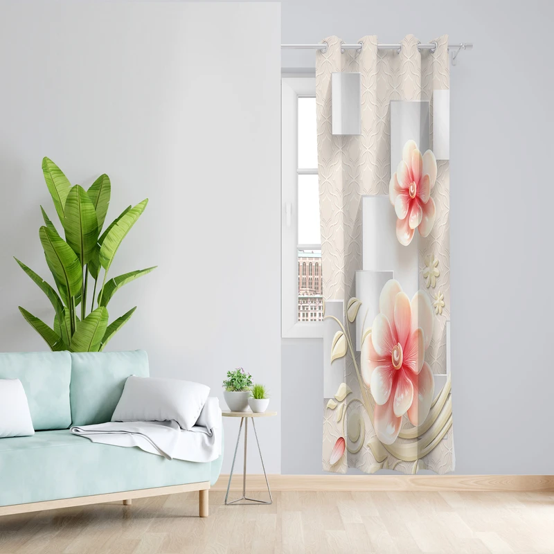 پرده طرح گل مدل مخمل پانچی کد 4715 z سایز 140x200 سانتی متر