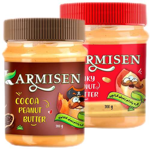 کره بادام زمینی کاکائویی و كرانچي کارمیسن -300 گرم مجموعه دو عددی