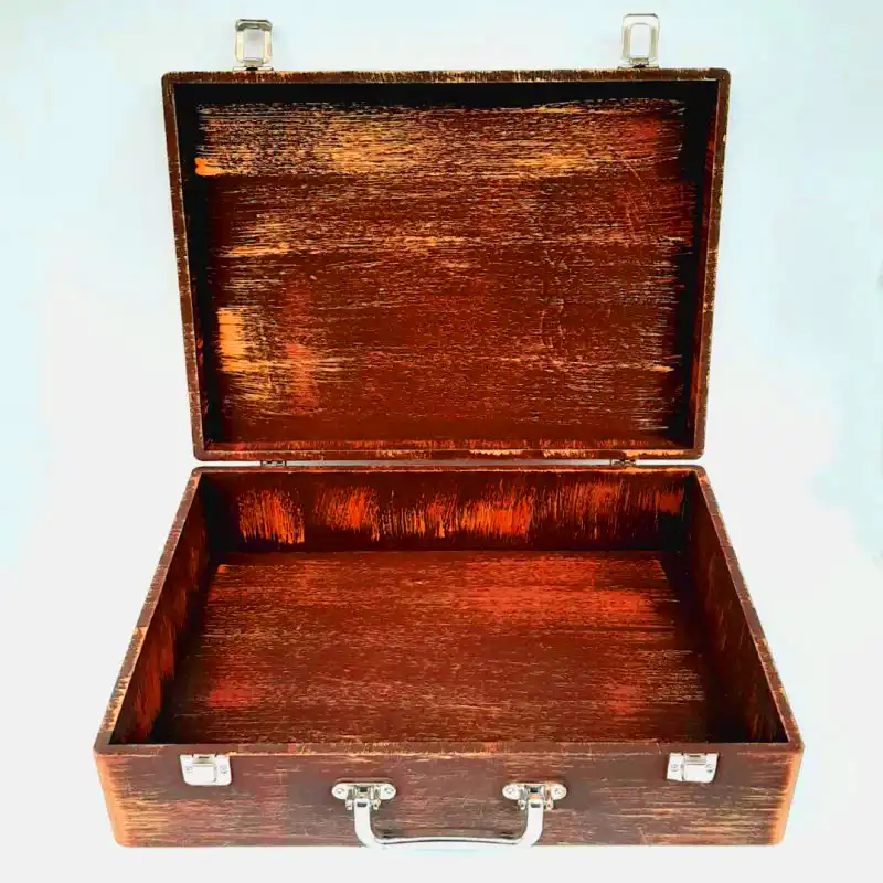 جعبه هدیه چوبی مدل چمدان طرح بهاری کد WSL540