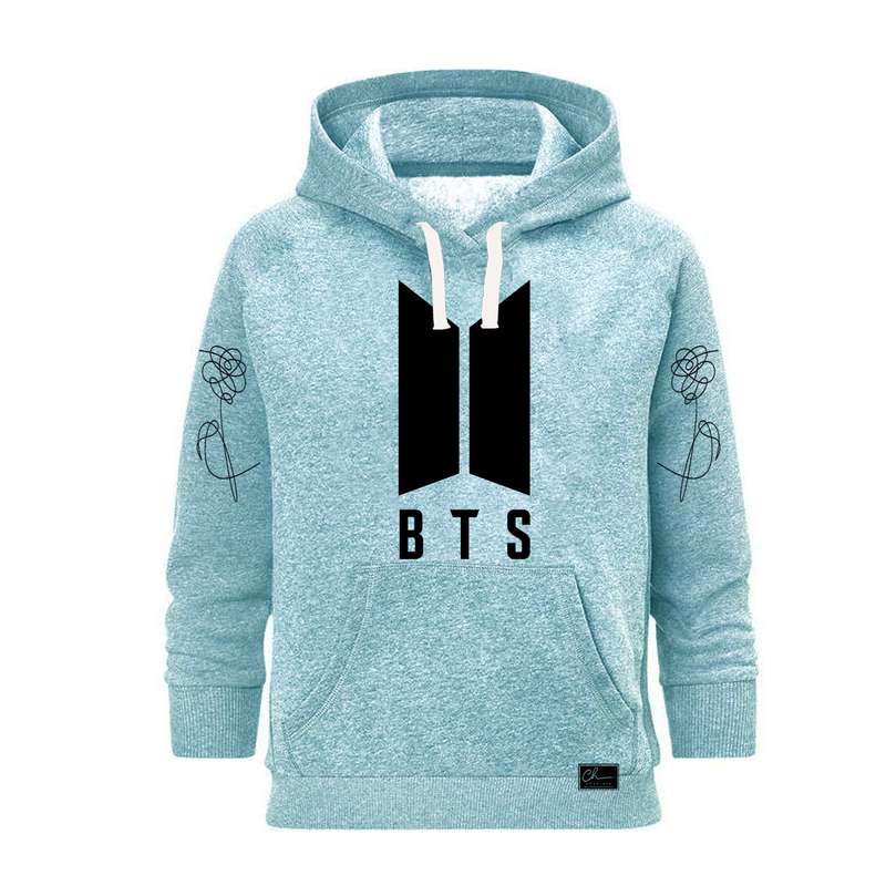 هودی زنانه مدل BTS کد B8 رنگ آبی