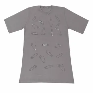 تی شرت لانگ آستین کوتاه زنانه مدل سنجاق رنگ طوسی