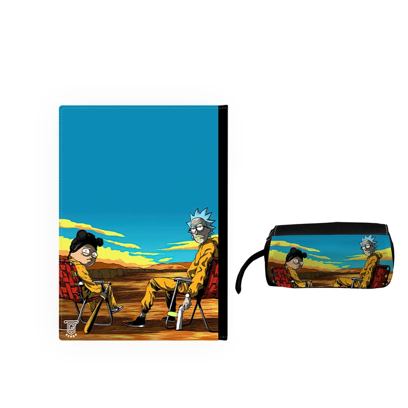 کلاسور گردو چاپ طرح ریک اند مورتی به همراه جامدادی 