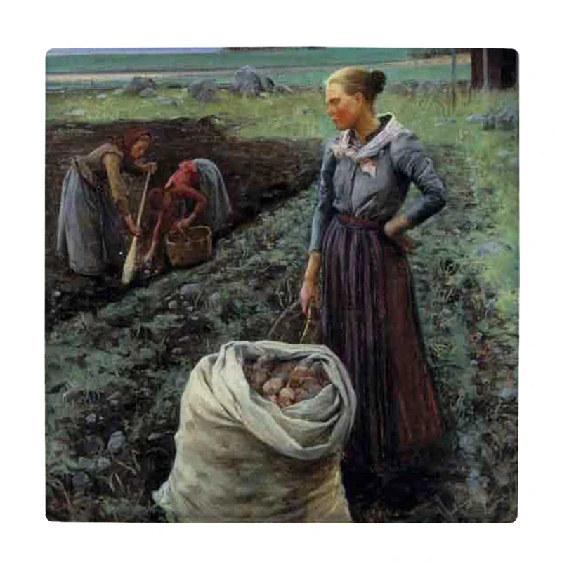 زیر لیوانی طرح نقاشی برداشت سیب زمینی کد    3414907_1020