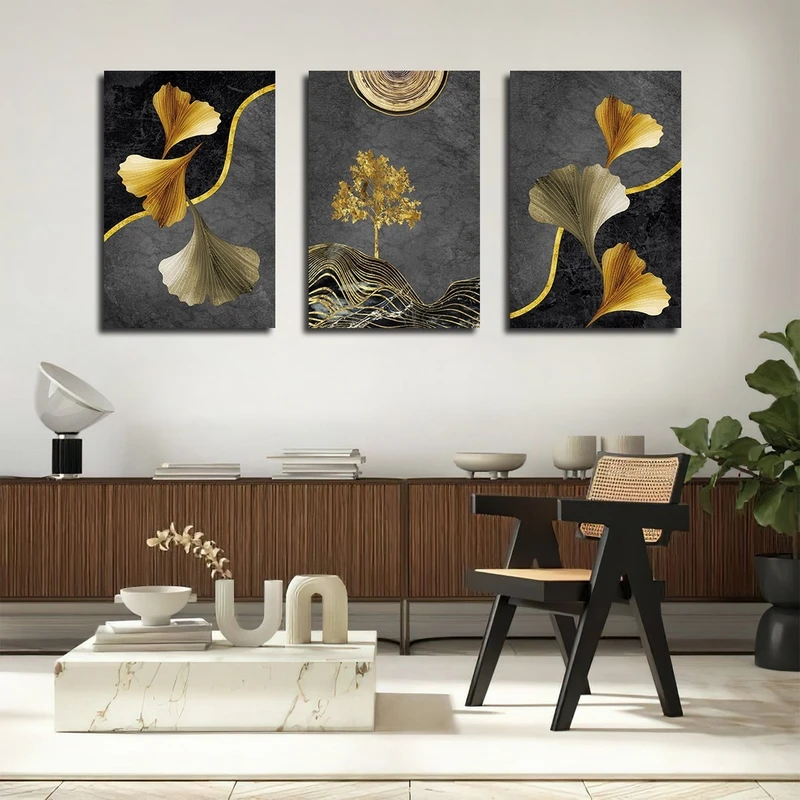 تابلو شاسی بکلیت طرح گل و درخت مدل SH-2461 مجموعه 3 عددی