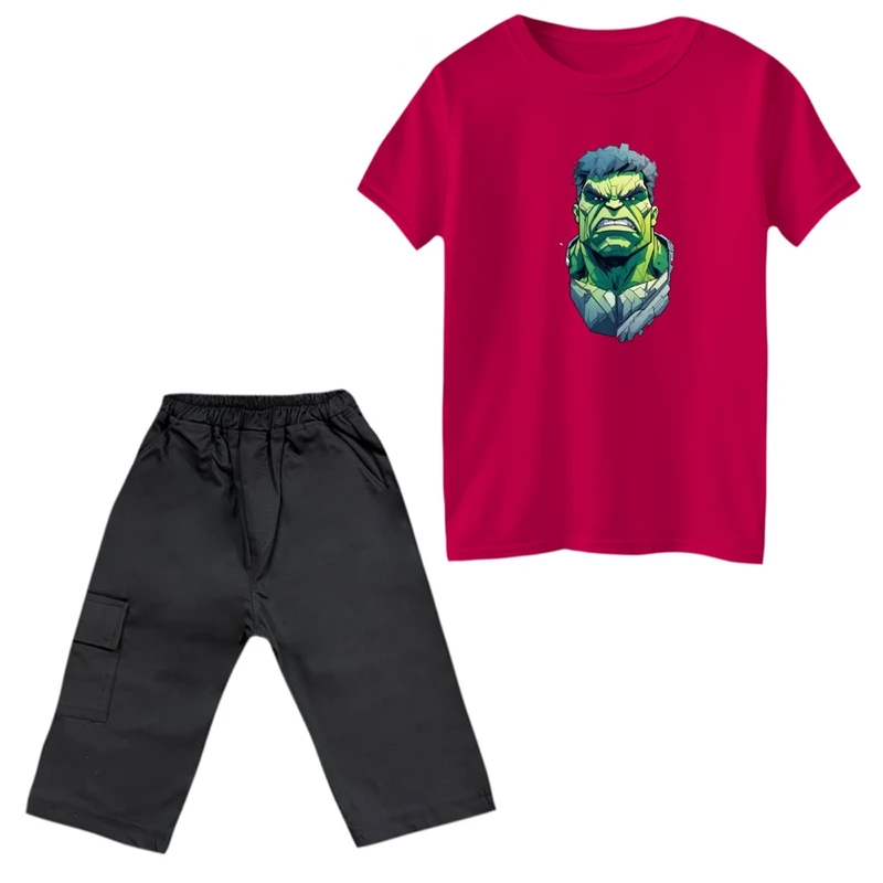 ست تی‌شرت و شلوارک پسرانه مدل هالک کد 2