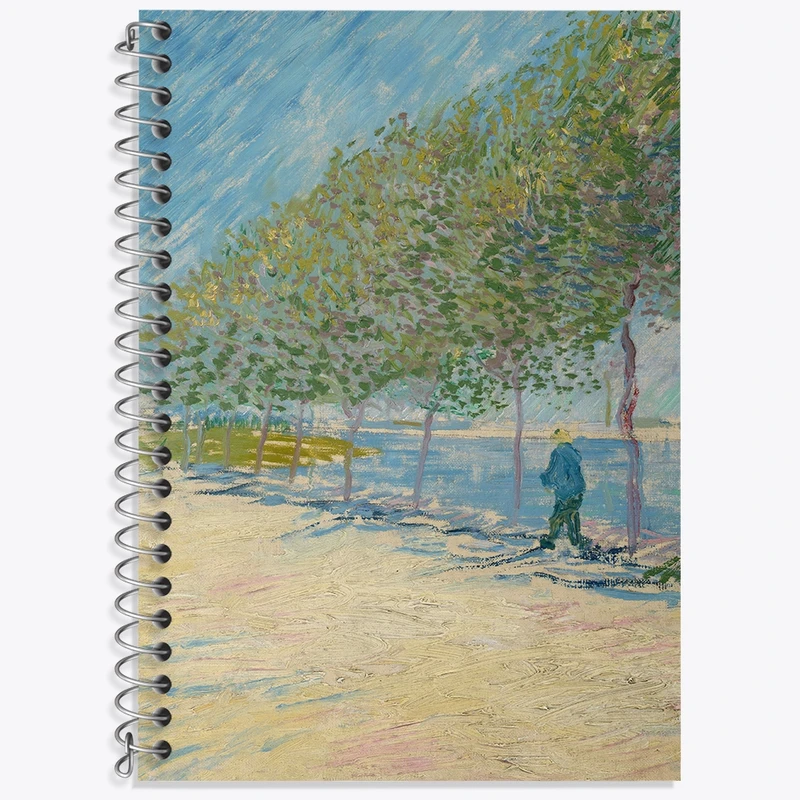 دفتر زبان 50 برگ خندالو مدل سه خط طرح جاده درامتداد رود سن ونسان ونگوگ (Van Gogh) کد 36794