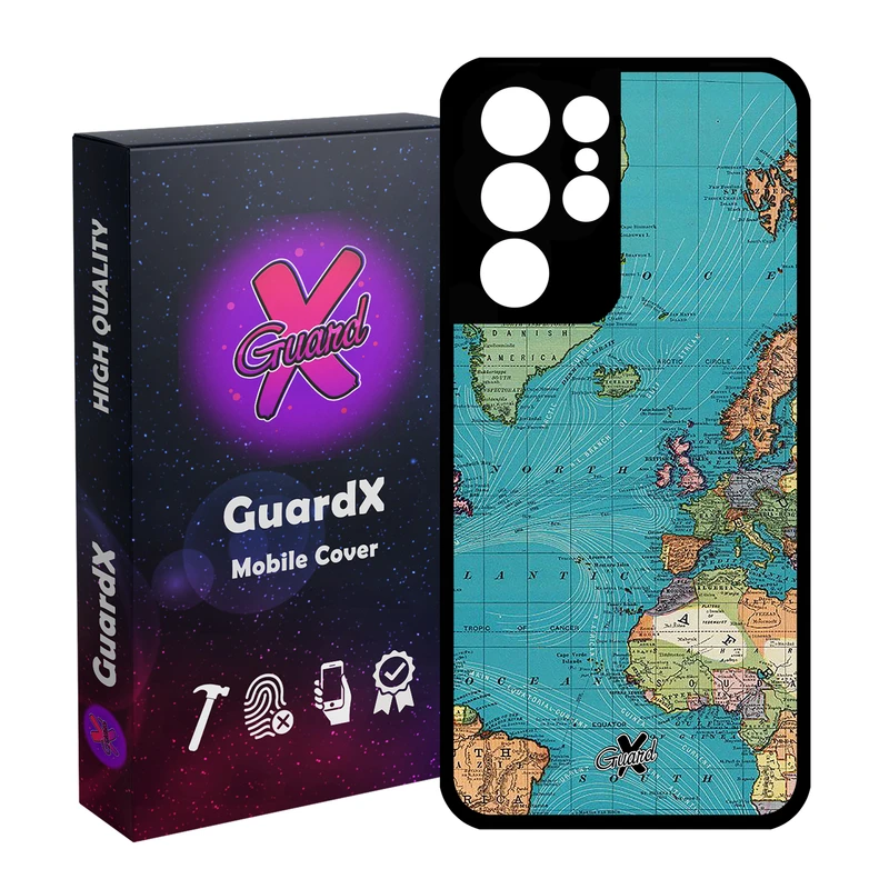 کاور گارد ایکس طرح نقشه مدل Glass10226 مناسب برای گوشی موبایل سامسونگ Galaxy S21 Ultra