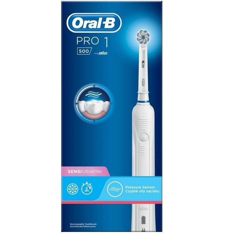 مسواک برقی اورال-بی مدل Pro1 500 SENSI UltraThin به همراه خمیر دندان مدل Pro Onarim حجم 50 میلی لیتر