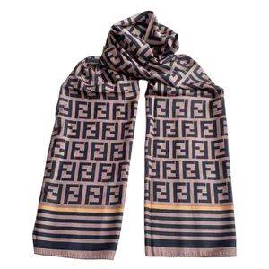 شال زنانه فندی مدل ابریشم مجلسی مهمانی حاشیه راه راه چهار فصل