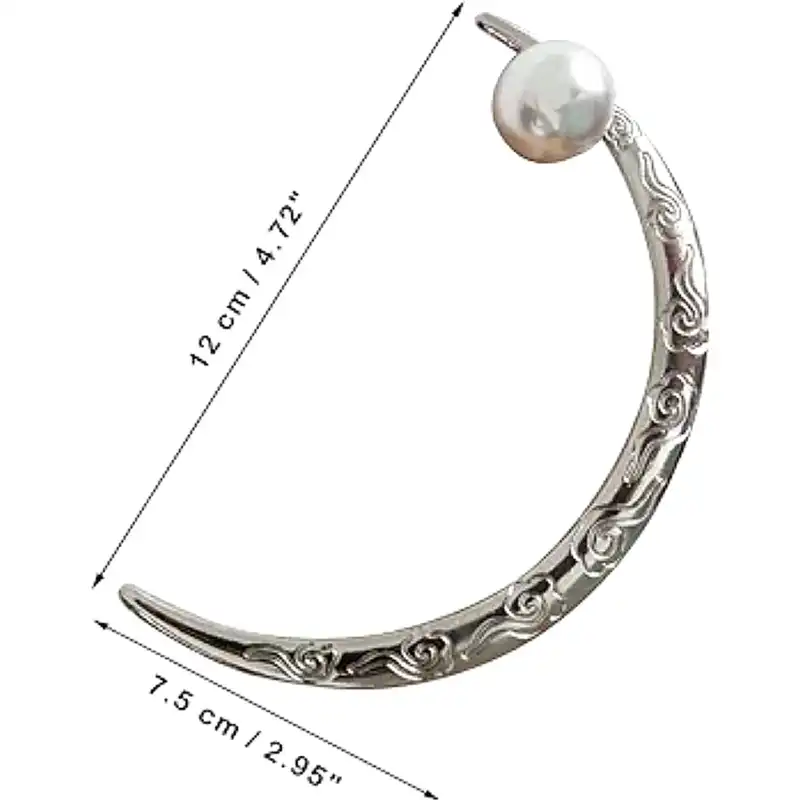 گیره مو زنانه مدل کانزاشی ژاپنی ماه و مروارید کد brg moon