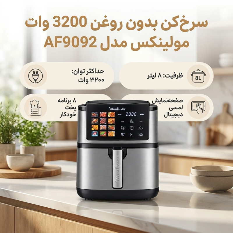 سرخ‌کن بدون روغن 3200 وات مولینکس مدل AF9092
