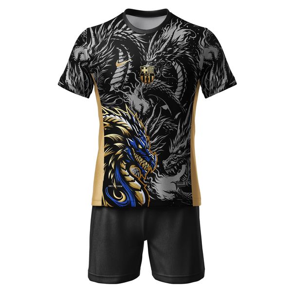 ست تیشرت و شلوارک ورزشی پسرانه مدل بارسلونا طرح یامال کد 505