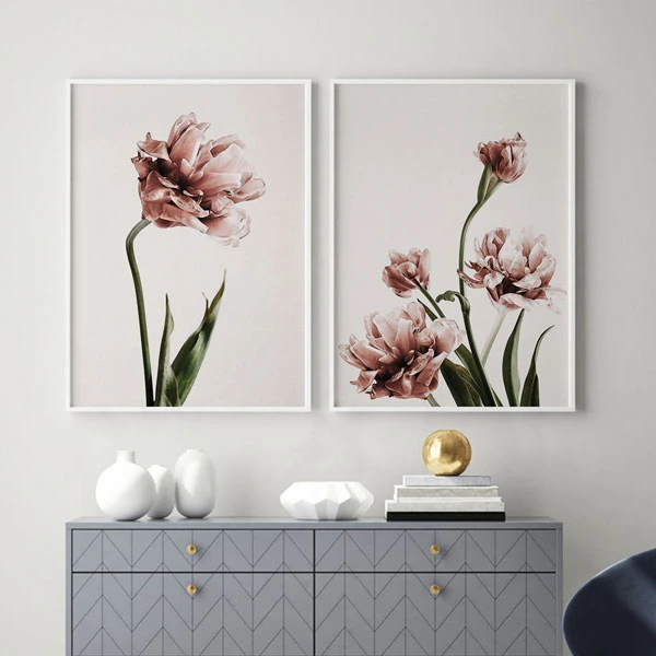 تابلو سالی وود طرح گل لاله کد T110612 مجموعه 2 عددی