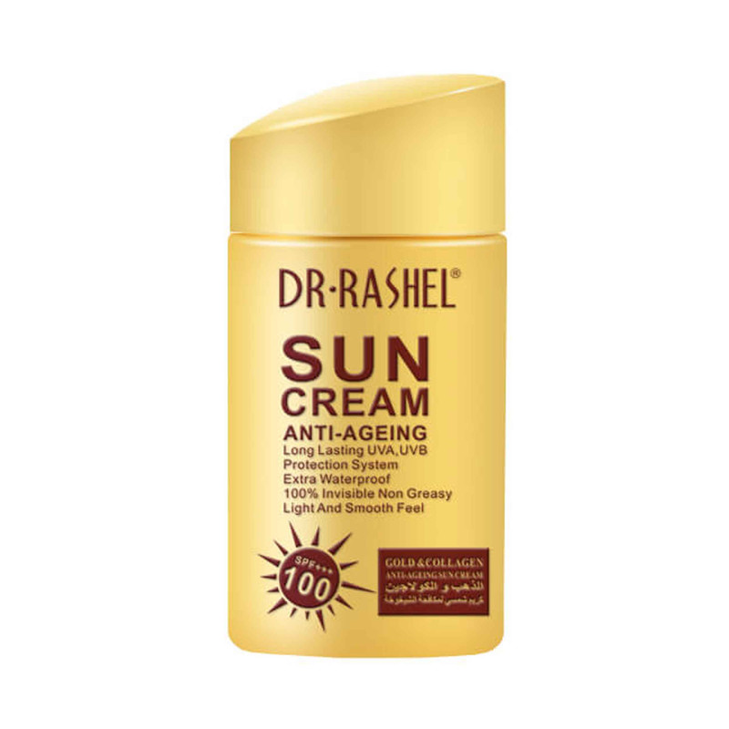 کرم ضد آفتاب بی رنگ دکتر راشل SPF 100 مدل anti  aging ‌مناسب انواع پوست حجم 80 میلی‌ لیتر