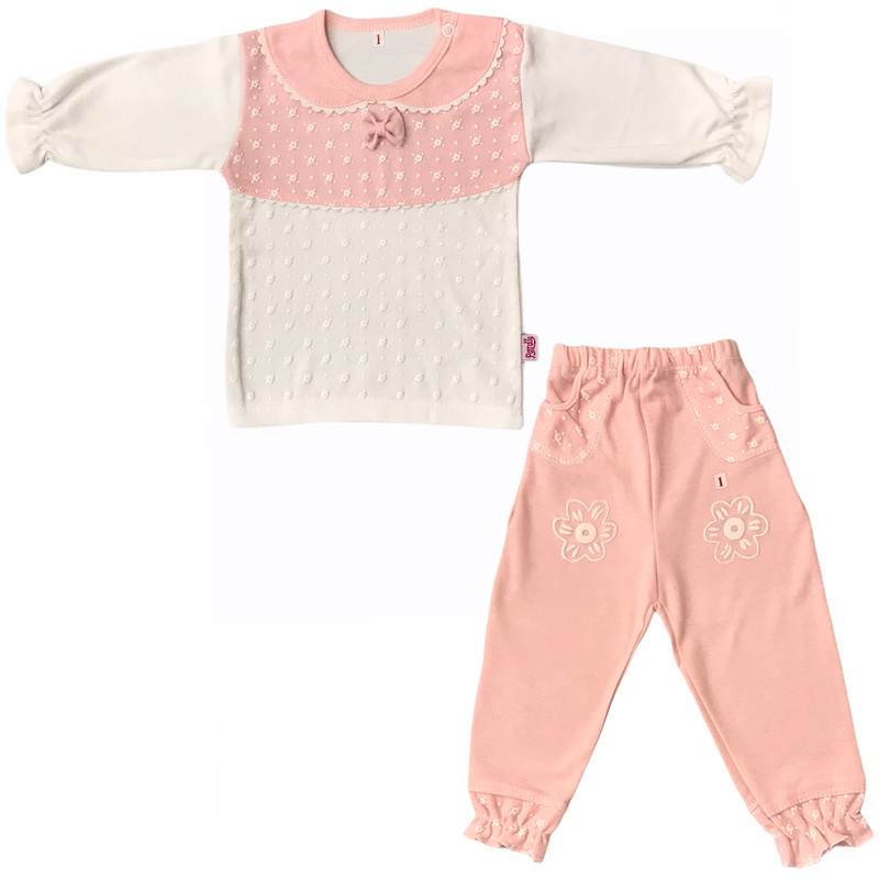 ست تی شرت و شلوار نوزادی مدل شکوفه