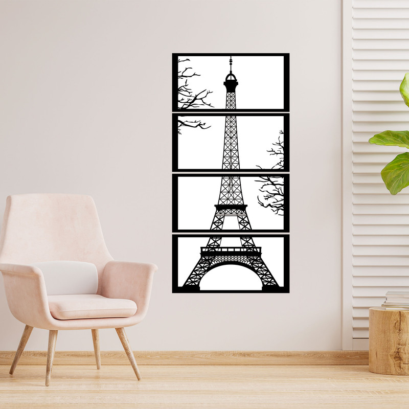 دیوارکوب طرح برج ایفل پاریس مدل A1198-4020 مجموعه 4 عددی