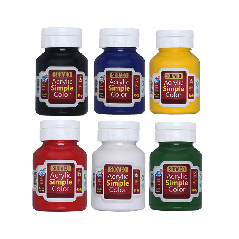 رنگ اکریلیک سوداکو مدل ساده حجم 125 میلی لیتر بسته 6 عددی رنگ اکریلیک سوداکو مدل ساده حجم 125 میلی لیتر بسته 6 عددی