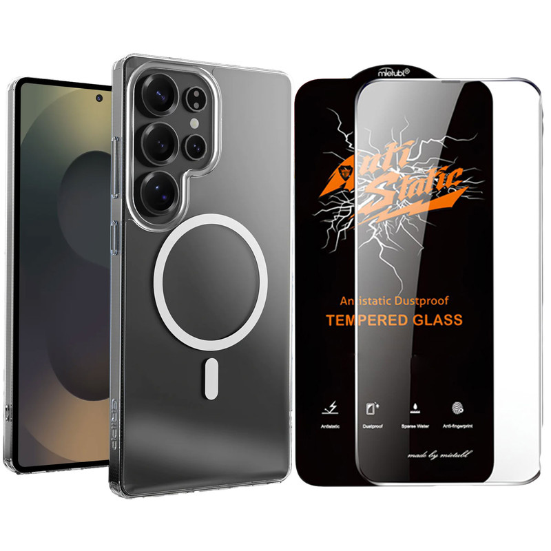 کاور کینگدام مدل Clear Anti Static مناسب برای گوشی موبایل سامسونگ Galaxy S25 Ultra به همراه محافظ صفحه نمایش
