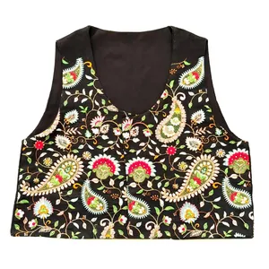 جلیقه رسمی زنانه مدل لینن سوزندوزی کد ۰۴۷