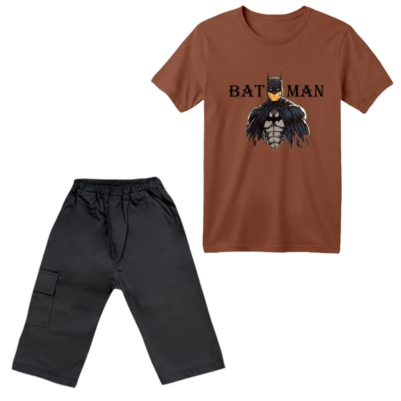 ست تی‌شرت آستین کوتاه و شلوارک پسرانه مدل بتمن کد ۳۴