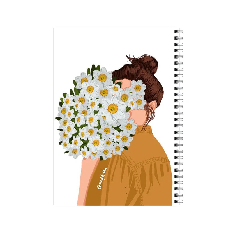 دفتر مشق 80 برگ بامبیلیپ طرح دختر و گل های بابونه کد 6751892