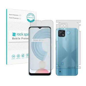 Rockspace HyGEL model transparent screen protector suitable for Realme C21 mobile phone along with phone back protector and lens