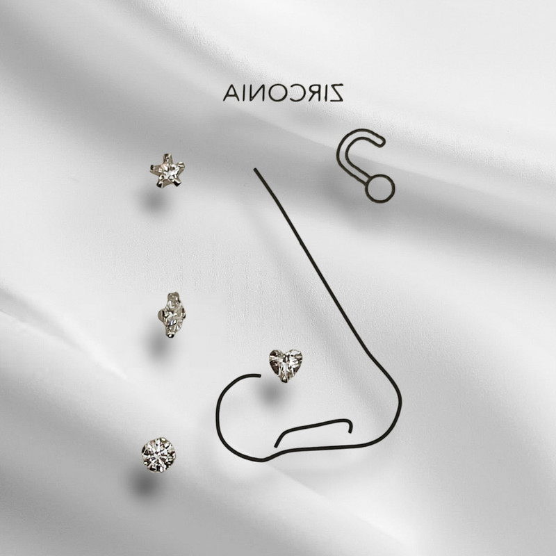 پیرسینگ نقره زنانه آی ام مدل E2727 مجموعه 4 عددی