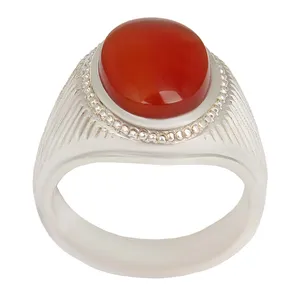 انگشتر نقره مردانه بازرگانی میلادی مدل سنگ عقیق یمنی کهنه کد AM_2381