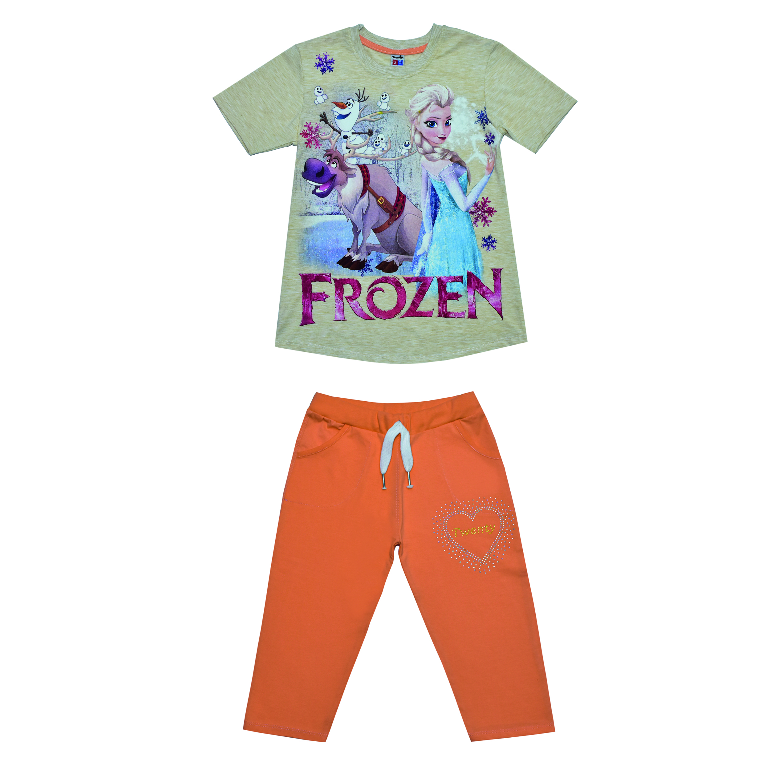 ست تی شرت و شلوارک دخترانه مدل فروزن