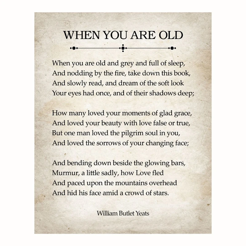 پوستر مدل مستر ویلیام باتلر ییتس - وقتی که پیر شوی 