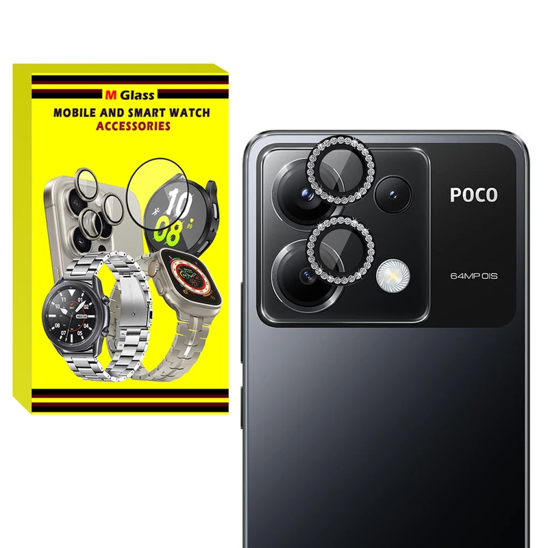 محافظ لنز دوربین رینگی ام‌گلس مدل Diamond Protector مناسب برای گوشی موبایل شیائومی Poco X6 5G
