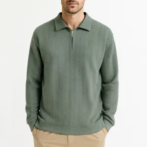 پلیور یقه برگردان مردانه مدل نیم زیپ