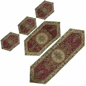 ست 5 تکه رومیزی ترمه طرح افشار مدل ابریشم کد b4