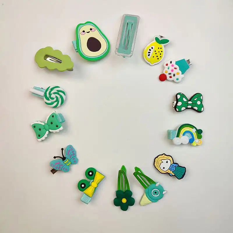 گیره مو زنانه مدل  سیلیکونی آووکادو  بسته 14 عددی