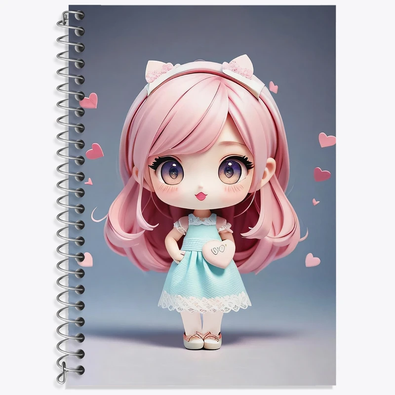 دفتر زبان 50 برگ خندالو مدل دو خط طرح دخترانه (Girlish) کد 36863